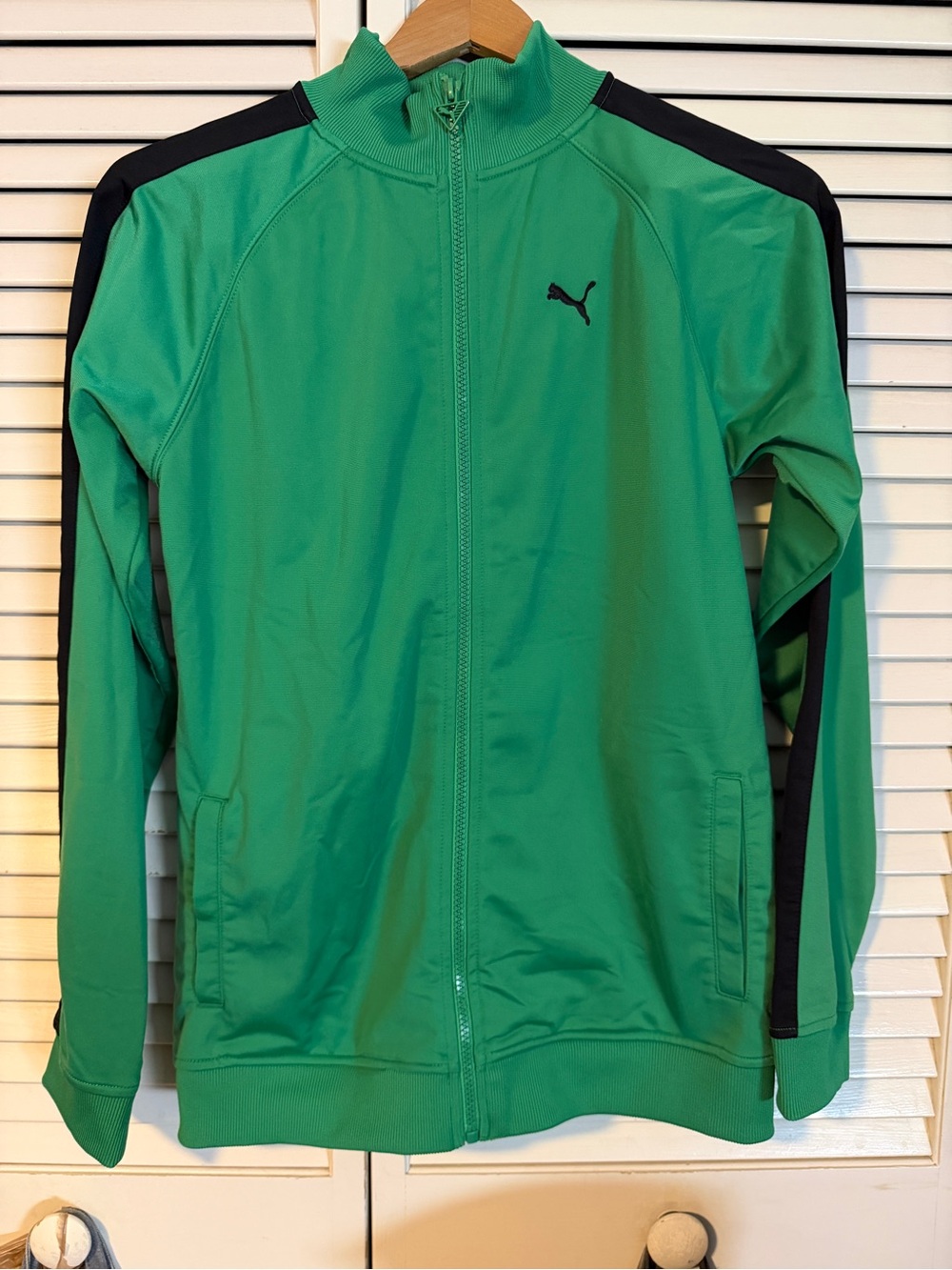 Puma Green Track Jacket with Black Stripe